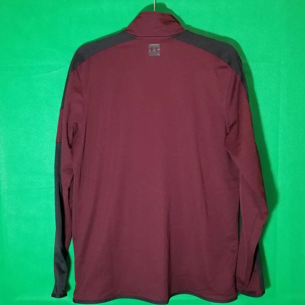 Under Armour Men Medium Fitted Maroon Black‎ Full Zip Light Jacket Pockets